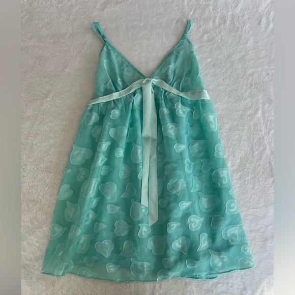 Victoria's Secret Other - Victoria's Secret Teal Heart Pattern Babydoll Dress